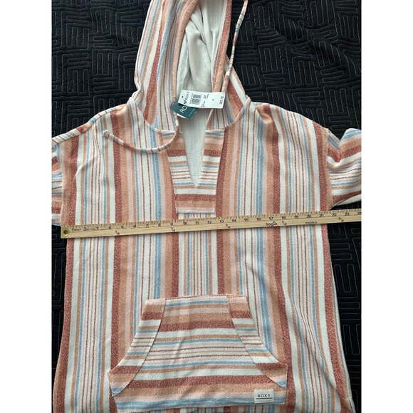 Roxy Womens Waves and Rays Hooded Poncho Sweater Striped Size Medium - Picture 8 of 9